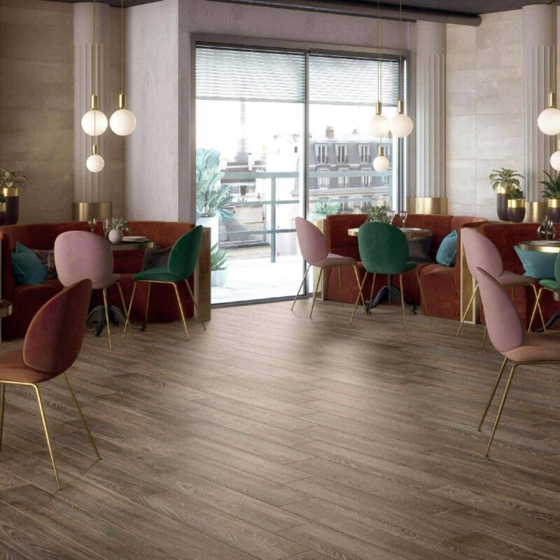 GRES PORCELÁNICO ESMALTADO LEGEND BROWN MATE 20X120 CM