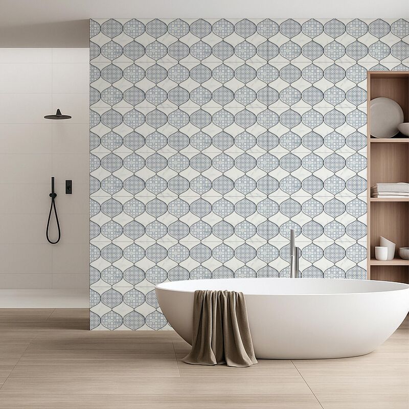 CERÁMICO ESMALTADO NIVAL HEXA WHITE BRILLO 30X60 CM