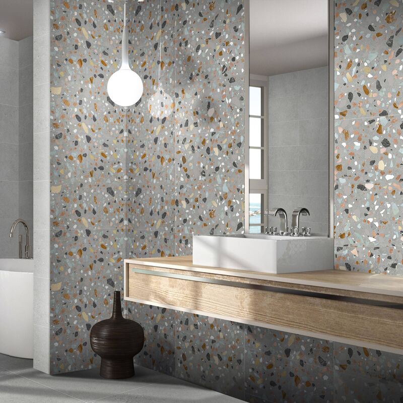 PORCELANATO ESMALTADO ORBIT TERRAZO GREY MATE 60X60 CM
