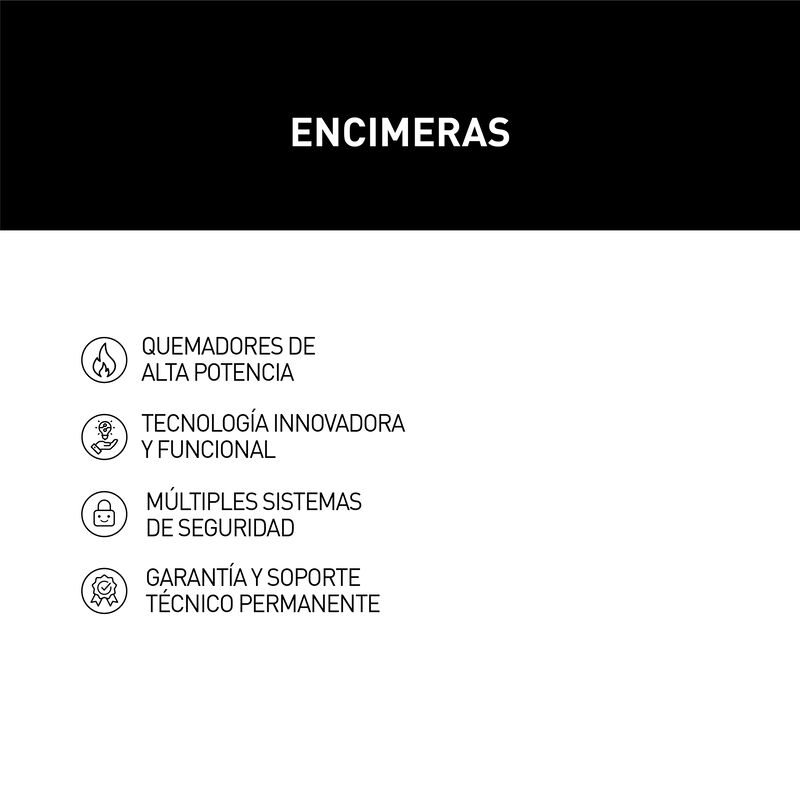 ENCIMERA A GAS GBC 75-G1 75 CM 5 QUEMADORES 75X51 CM