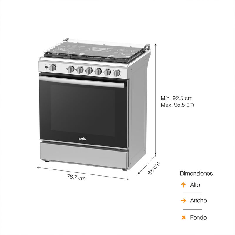 COCINA DE PIE NIZA 76 CM 5 QUEMADORES 92.5X76.7X68 CM