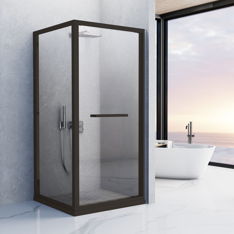 KLIPEN MAMPARA PARA DUCHA ESQUINADA TIPO CABINA STELLAR NEGRO MATE 90X90X198CM 8MM
