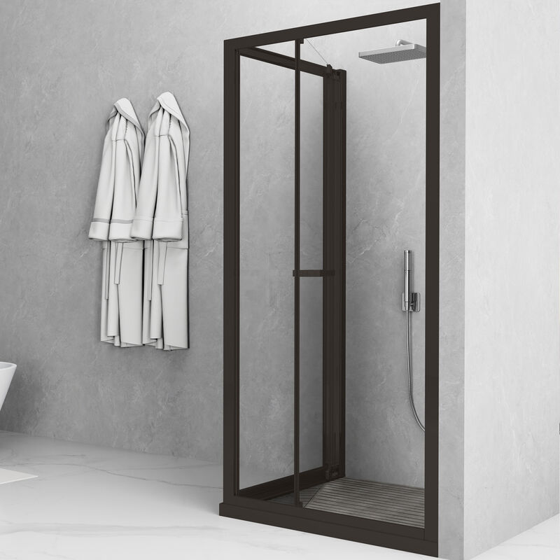 KLIPEN MAMPARA PARA DUCHA ESQUINADA TIPO CABINA STELLAR NEGRO MATE 90X90X198CM 8MM