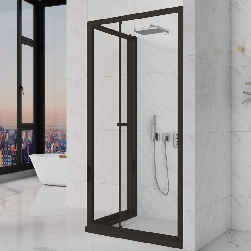 KLIPEN MAMPARA PARA DUCHA ESQUINADA TIPO CABINA STELLAR NEGRO MATE 90X90X198CM 8MM