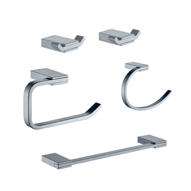 SET DE ACCESORIOS 5 PIEZAS ASIS CR(2 PERCHEROS, 1 PORTARROLLO, 1 TOALLERO DE MANO Y