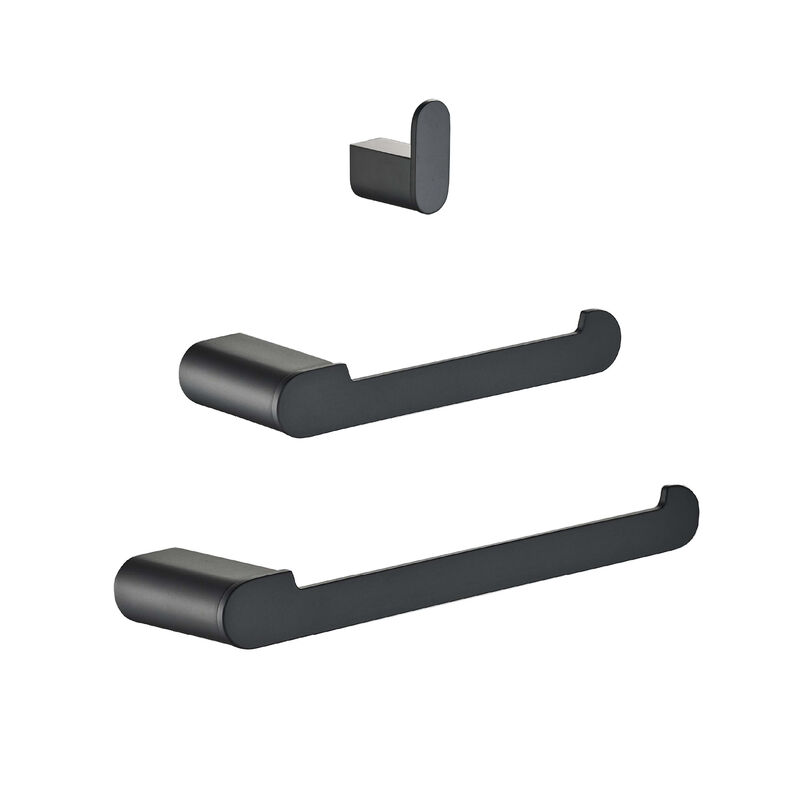 SET DE ACCESORIOS 3 PZAS STYLE NEG MATE 1 PERCHERO,1 PORTARROLLO, 1 TOALLERO DE MAN