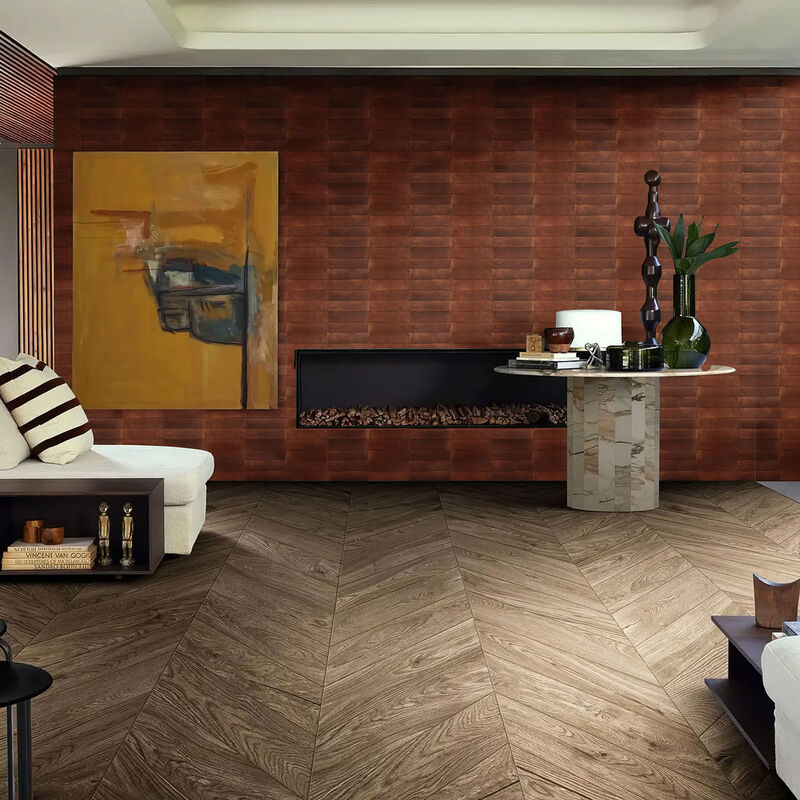 PORCELANATO ESMALTADO LUME CARAMEL MARRÓN BRILLO 6X24 CM