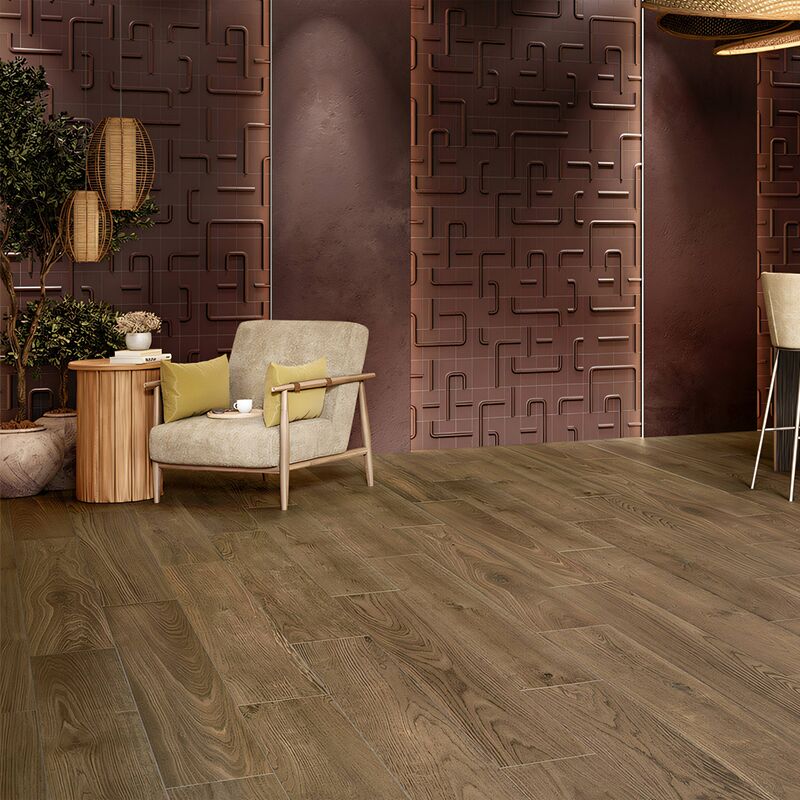 GRES PORCELÁNICO ESMALTADO BRUNELLA CASTAÑO ZLL1 MATE 20X120 CM